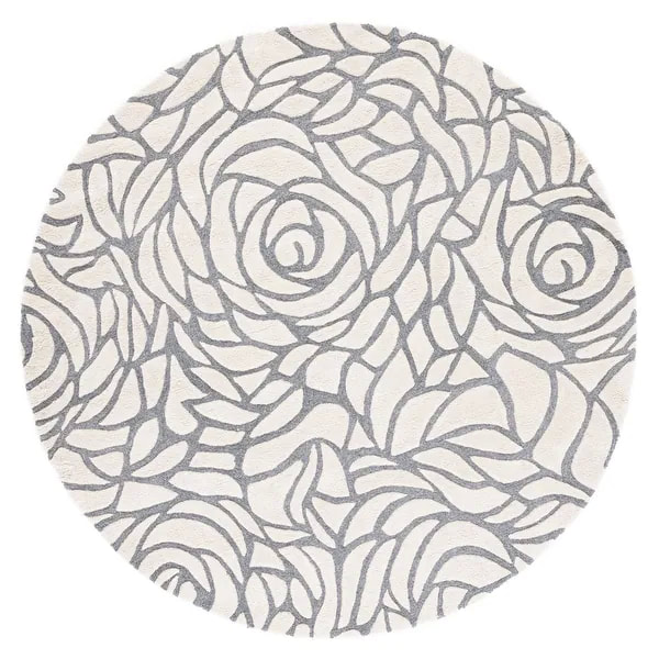 RG-100 Transitional Abstract Wool & Viscose Ivory/Gray Handtufted Handmade Rug - Image 7