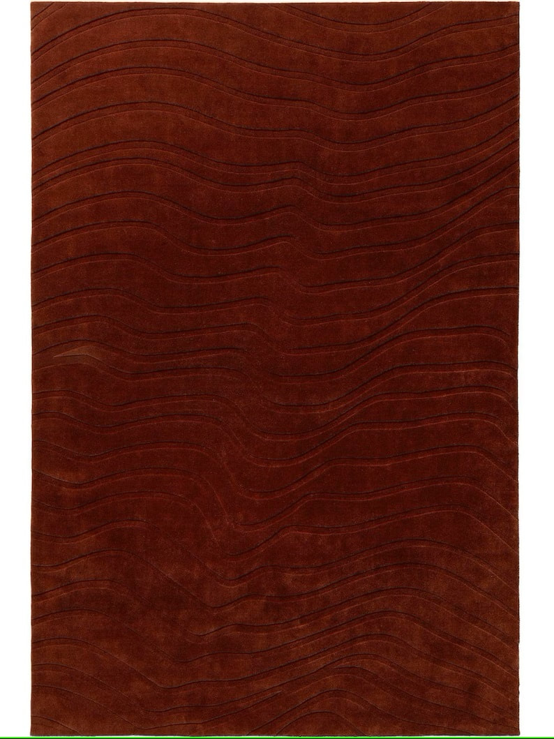 RG-101 Modern Abstract Wool Red Handtufted Handmade Rug - Image 3