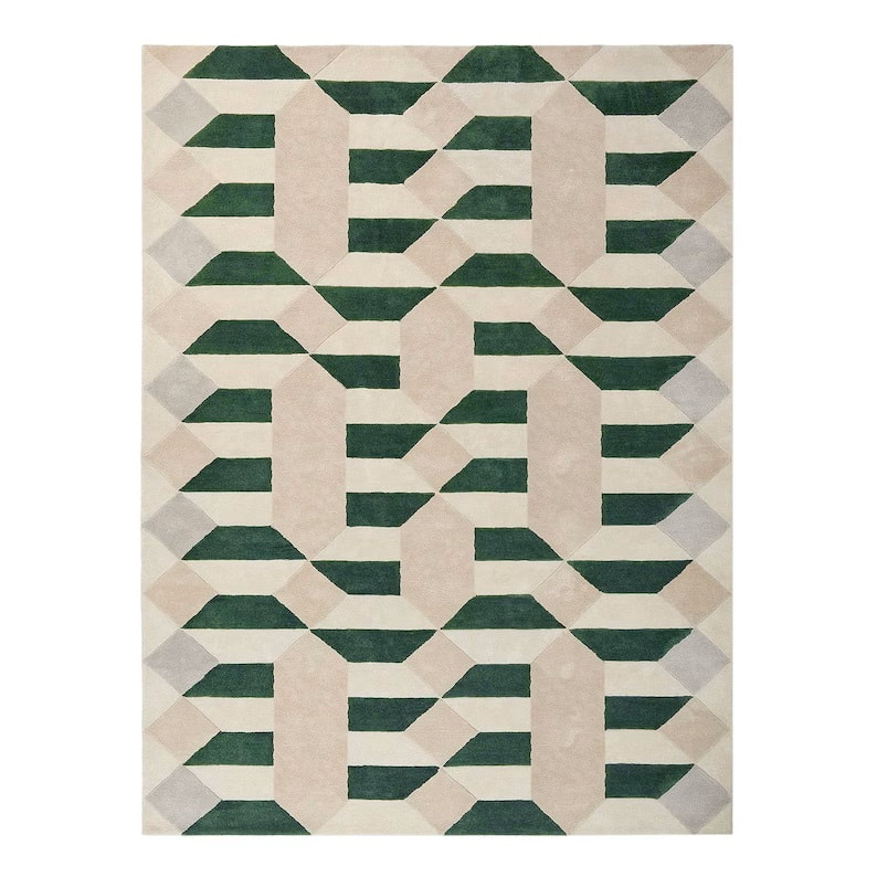 RG-103 Modern Geometric Wool & Viscose Multi-color Handtufted Handmade Rug - Image 3