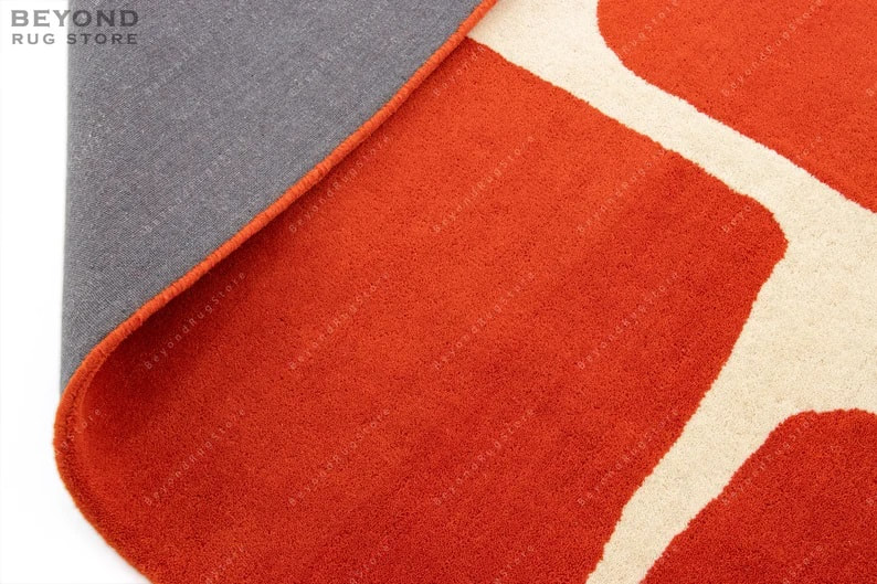 RG-104 Modern Contemporary Wool & Viscose Orange Handtufted Handmade Rug - Image 3