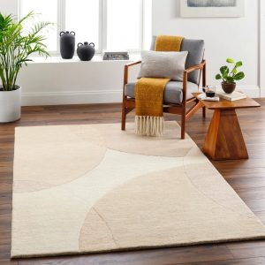 RG-11 Modern Contemporary Geometric Wool Cream/Beige Handtufted Handmade Rug