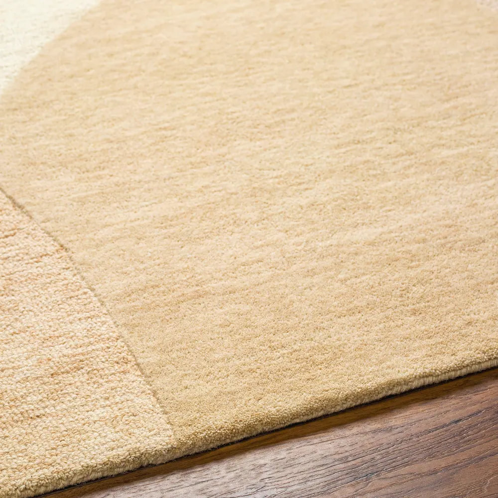 RG-11 Modern Contemporary Geometric Wool Cream/Beige Handtufted Handmade Rug - Image 3