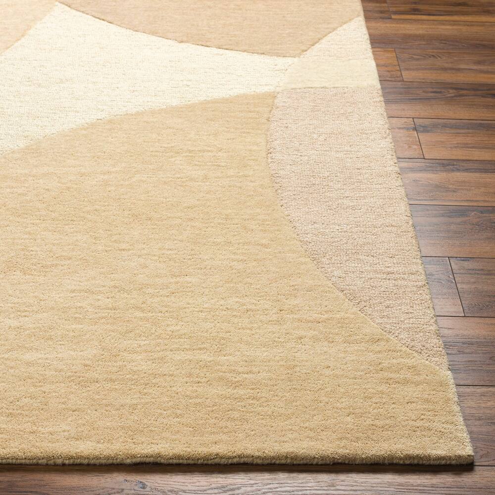 RG-11 Modern Contemporary Geometric Wool Cream/Beige Handtufted Handmade Rug - Image 4
