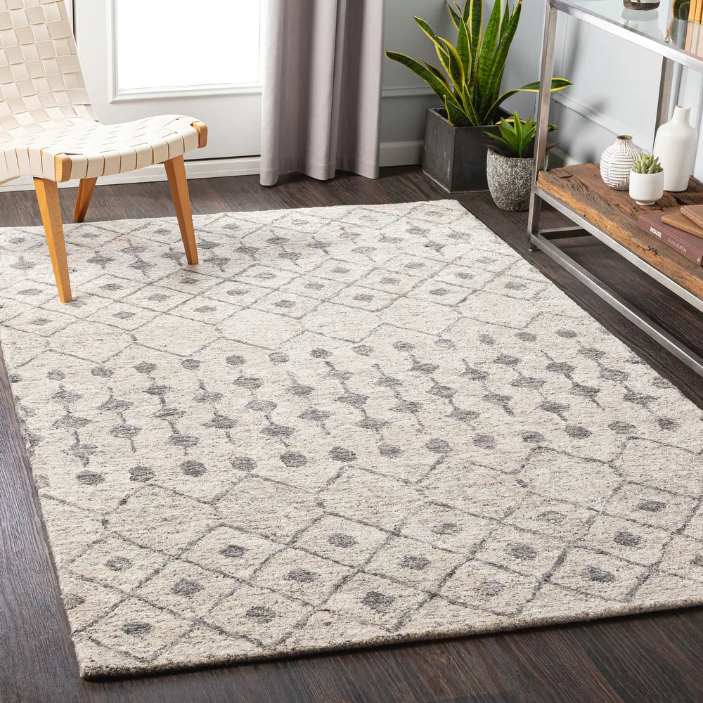 RG-12 Casual Tribal Wool Gray Handtufted Handmade Rug