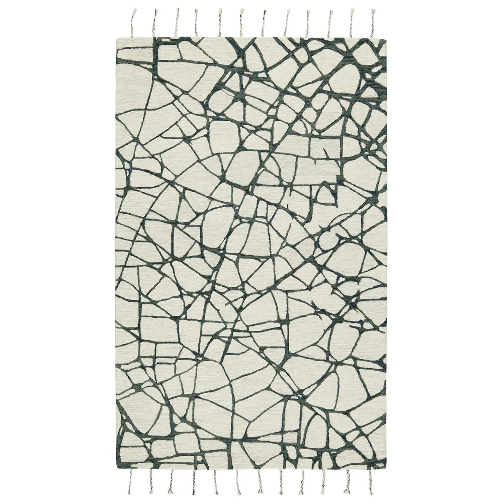 RG-13 Modern Contemporary Abstract Wool Ivory/Gray Handtufted Handmade Rug - Image 3