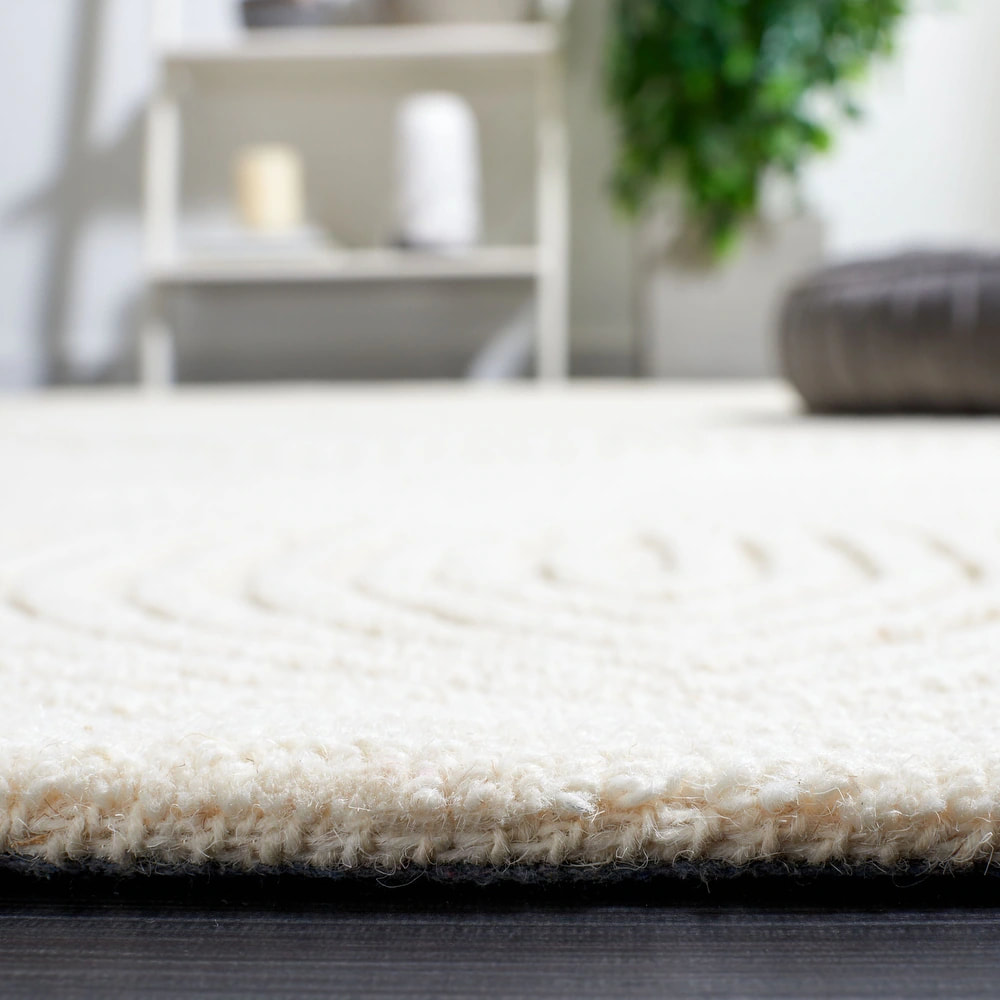 RG-14 Transitional Geometric Wool Ivory Handtufted Handmade Rug - Image 3