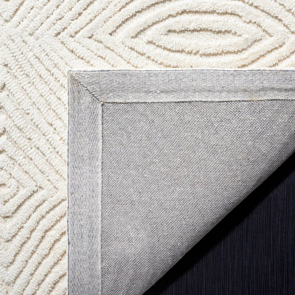 RG-14 Transitional Geometric Wool Ivory Handtufted Handmade Rug - Image 4