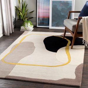 RG-16 Mid-Century Modern Abstract Wool Multi-color Handtufted Handmade Rug