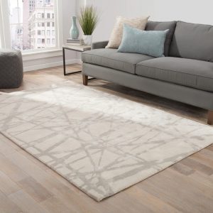 RG-17 Modern Contemporary Abstract Viscose Ivory/Gray Handtufted Handmade Rug
