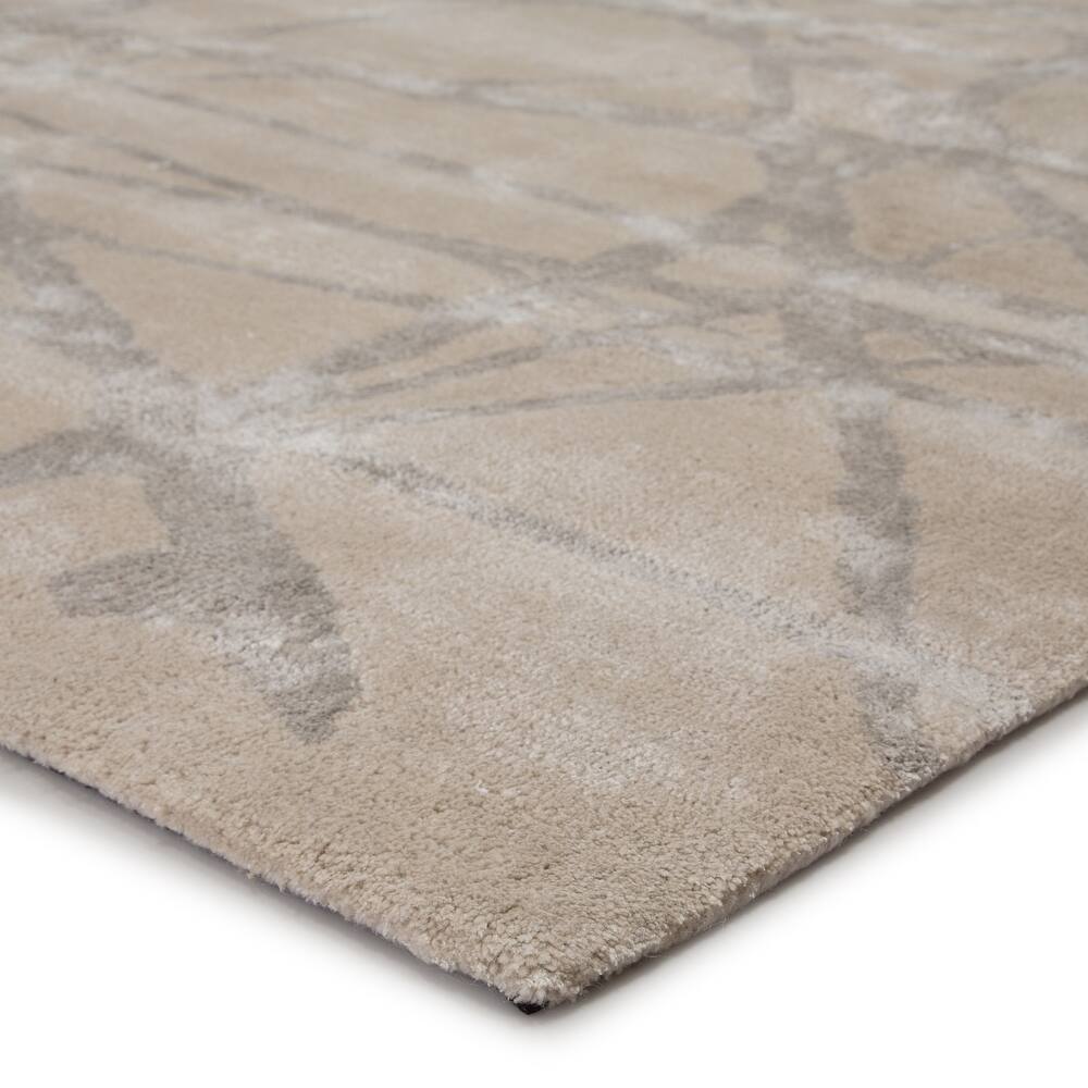 RG-17 Modern Contemporary Abstract Viscose Ivory/Gray Handtufted Handmade Rug - Image 2