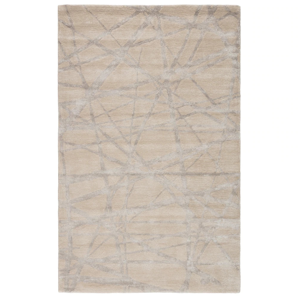 RG-17 Modern Contemporary Abstract Viscose Ivory/Gray Handtufted Handmade Rug - Image 3