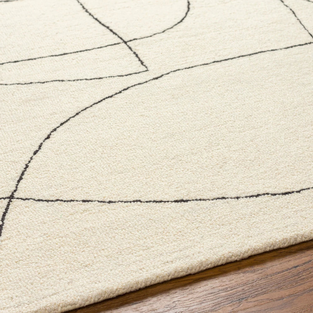 RG-18 Modern Abstract Wool Cream Handtufted Handmade Rug - Image 2