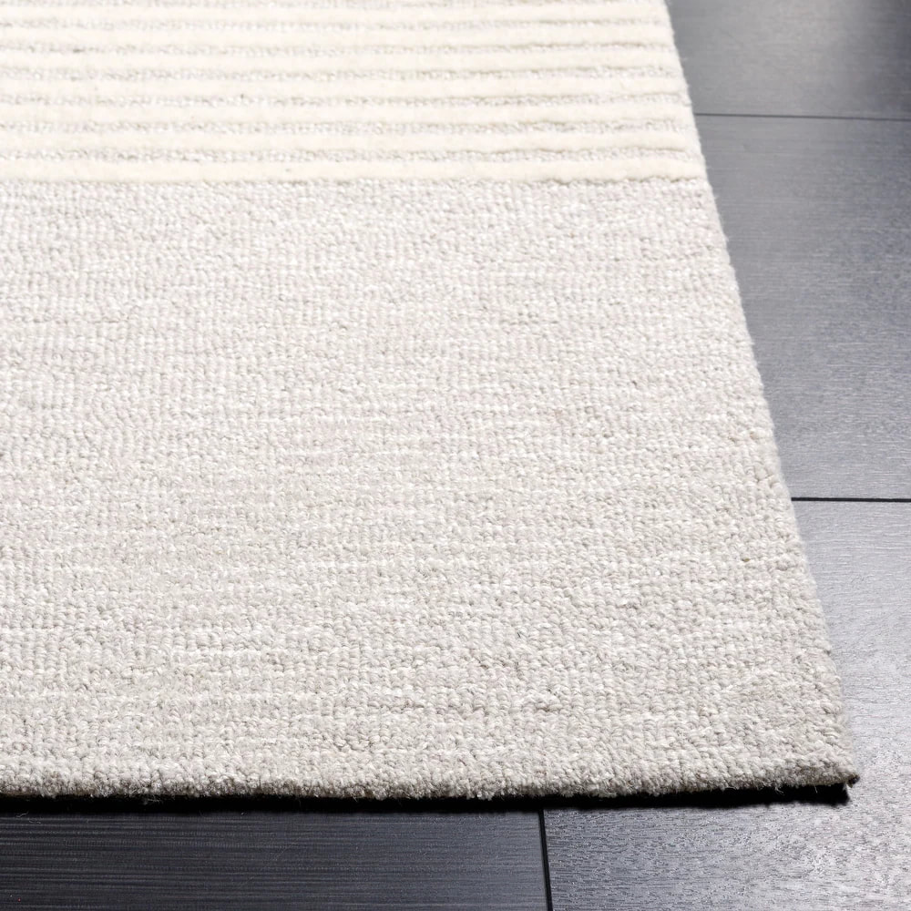 RG-19 Modern Contemporary Geometric Wool Black/Ivory Handtufted Handmade Rug - Image 2