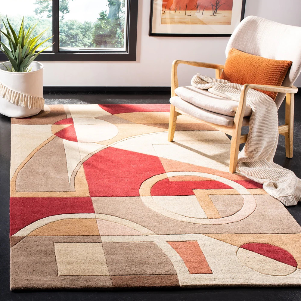 RG-2 Mid-Century Modern Abstract Wool Multi-color Handtufted Handmade Rug