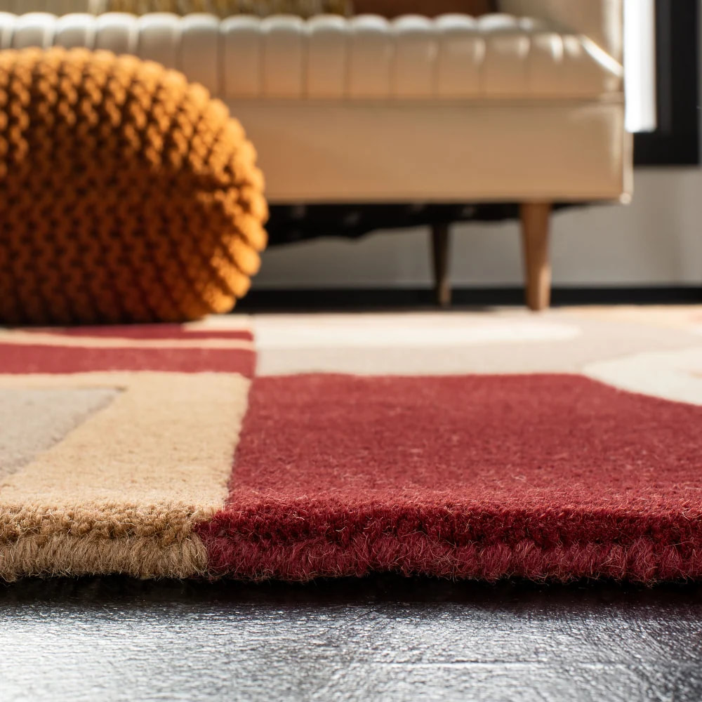 RG-2 Mid-Century Modern Abstract Wool Multi-color Handtufted Handmade Rug - Image 3