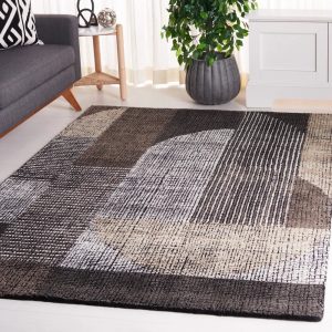 RG-20 Mid-Century Modern Geometric Wool Black/Gray Handtufted Handmade Rug