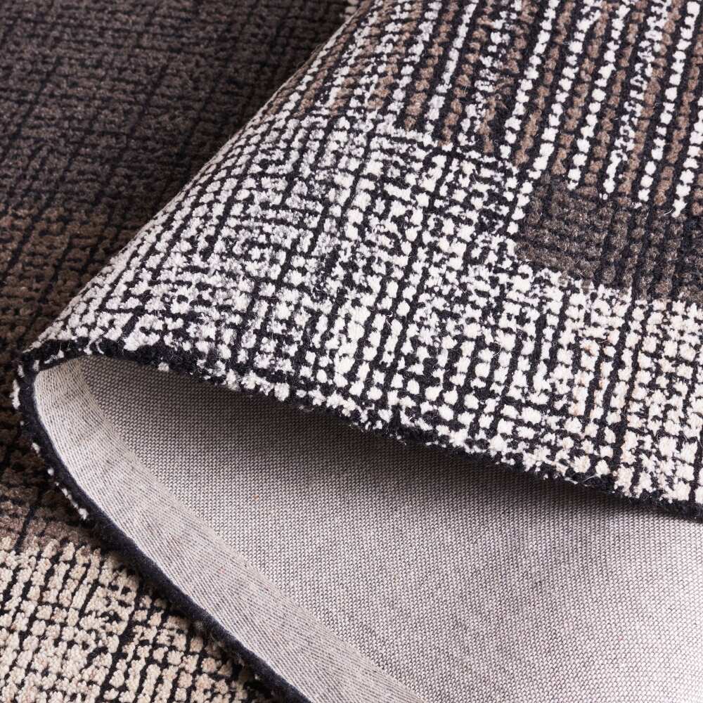 RG-20 Mid-Century Modern Geometric Wool Black/Gray Handtufted Handmade Rug - Image 2