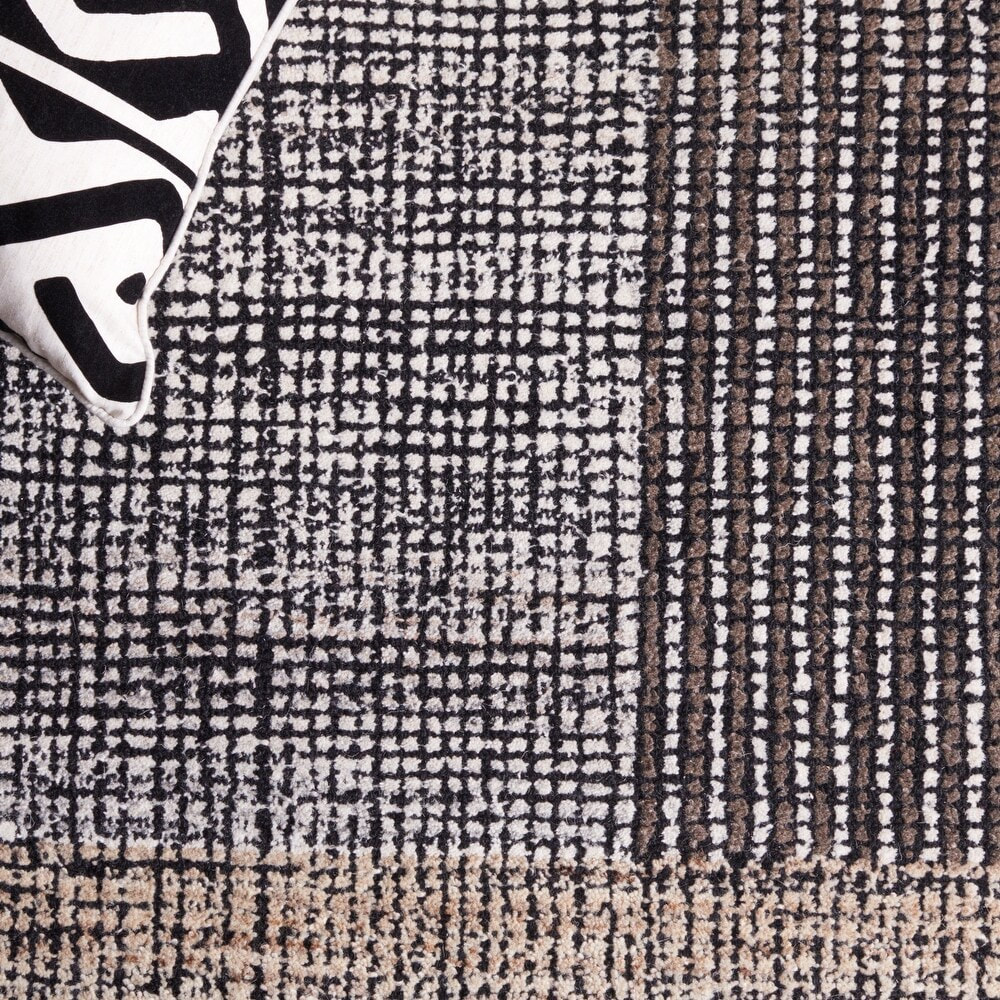 RG-20 Mid-Century Modern Geometric Wool Black/Gray Handtufted Handmade Rug - Image 3