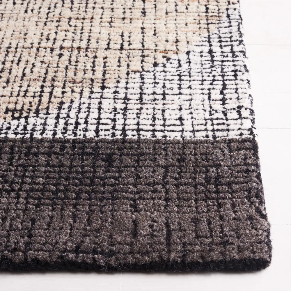 RG-20 Mid-Century Modern Geometric Wool Black/Gray Handtufted Handmade Rug - Image 4