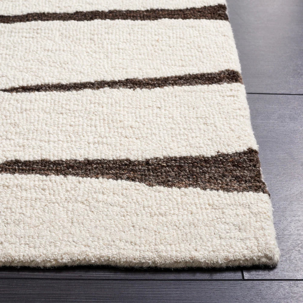 RG-21 Modern Contemporary Geometric Wool Ivory/Brown Handtufted Handmade Rug - Image 4