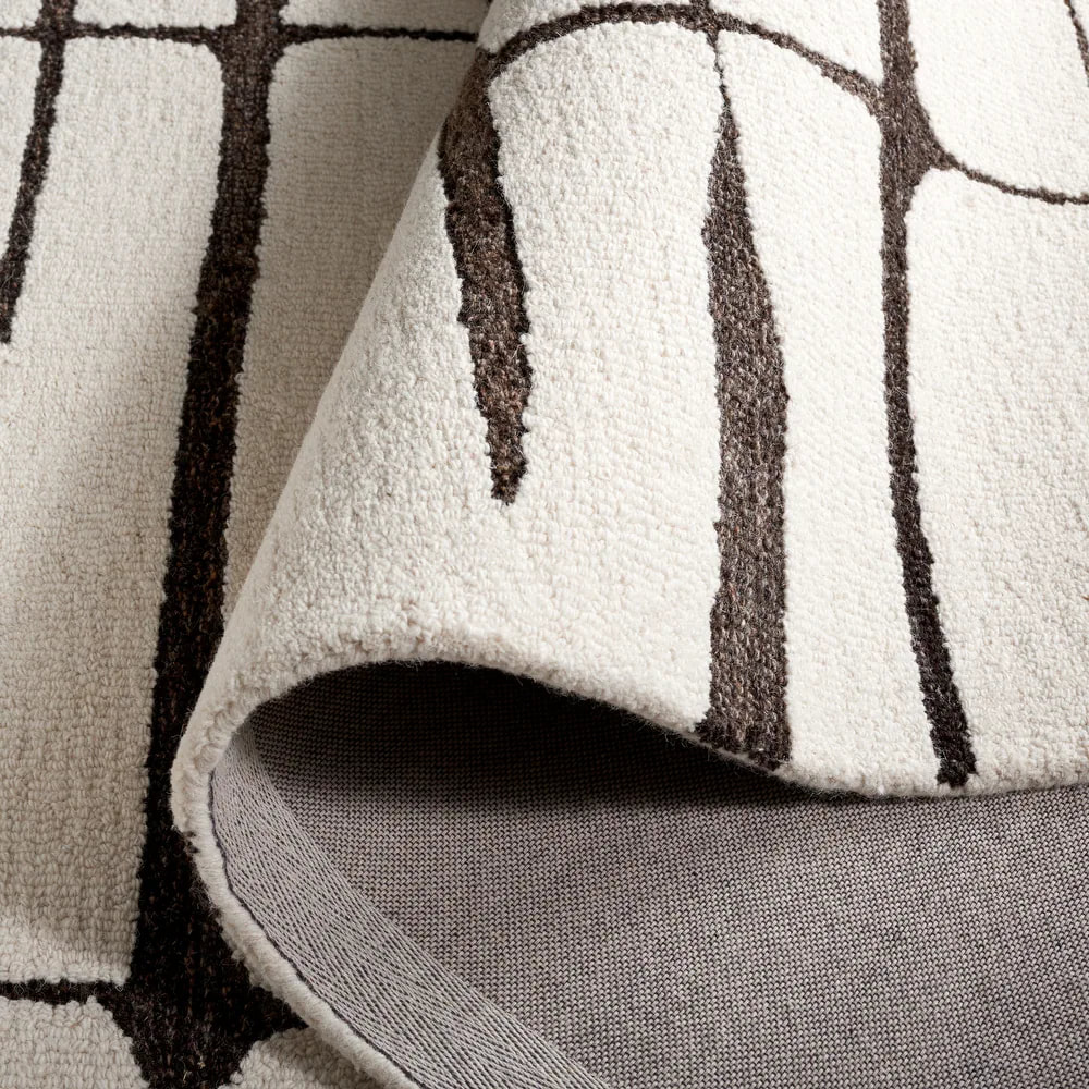 RG-21 Modern Contemporary Geometric Wool Ivory/Brown Handtufted Handmade Rug - Image 5