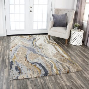 RG-23 Modern Contemporary Abstract Wool Beige/Gold Handtufted Handmade Rug