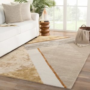 RG-24 Modern Contemporary Geometric Wool Yellow Handtufted Handmade Rug