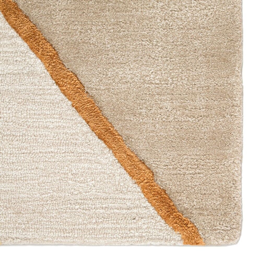 RG-24 Modern Contemporary Geometric Wool Yellow Handtufted Handmade Rug - Image 2