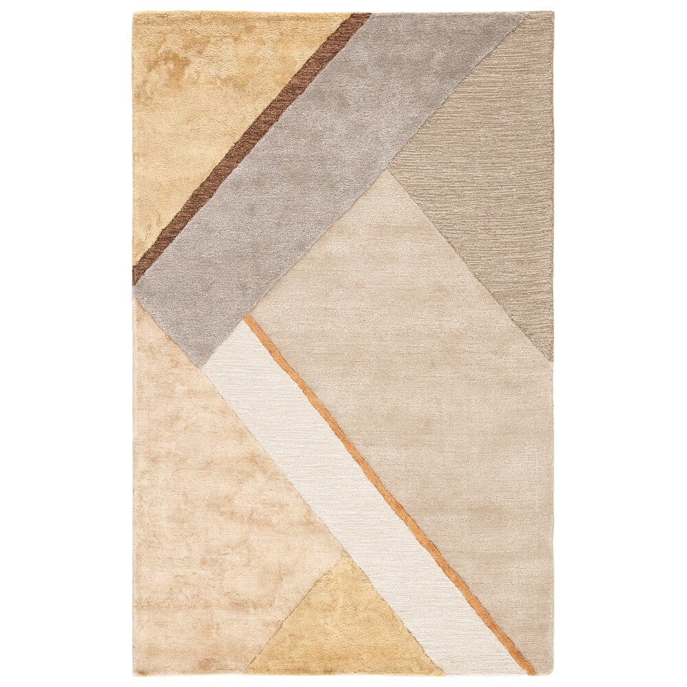 RG-24 Modern Contemporary Geometric Wool Yellow Handtufted Handmade Rug - Image 5