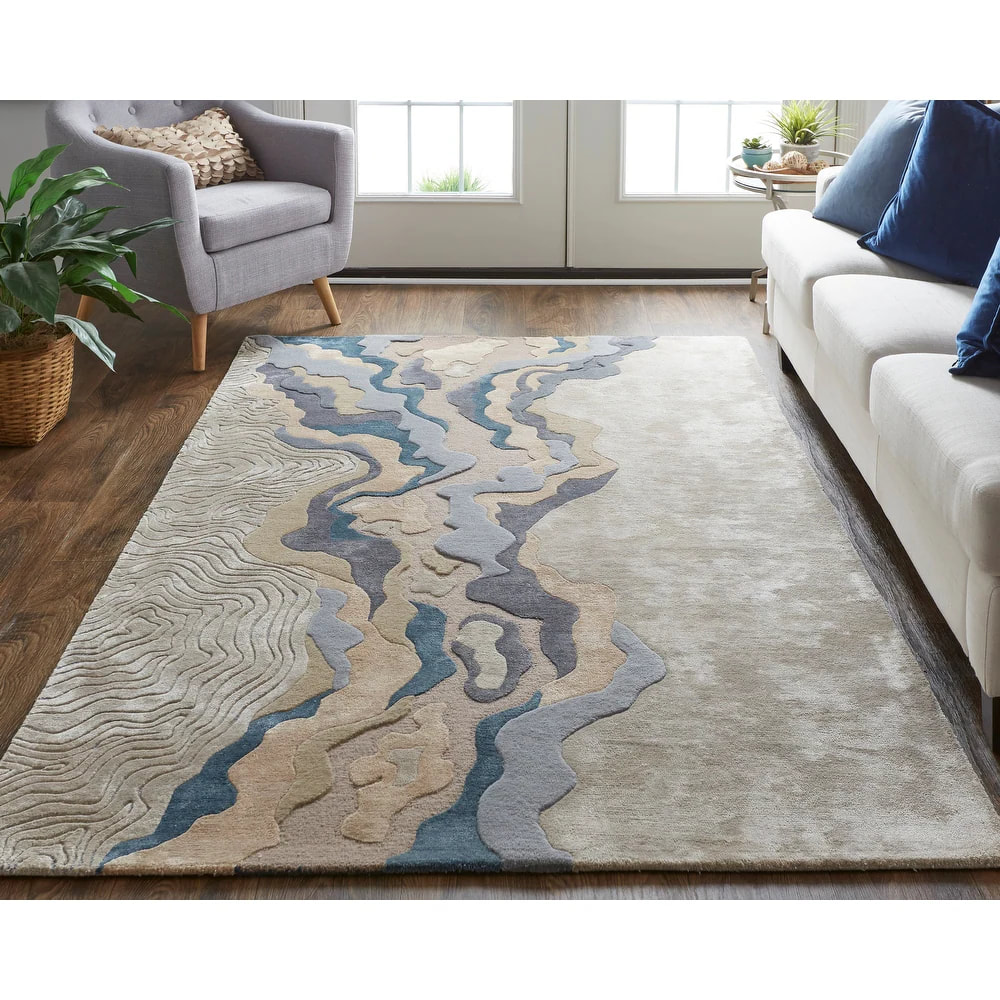 RG-25 Mid-Century Modern Abstract Wool Multi-color Handtufted Handmade Rug