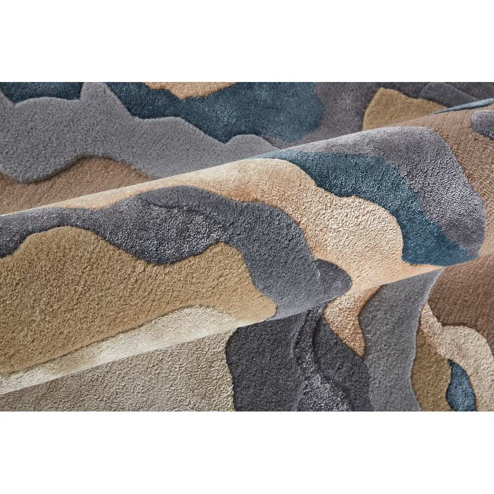 RG-25 Mid-Century Modern Abstract Wool Multi-color Handtufted Handmade Rug - Image 2