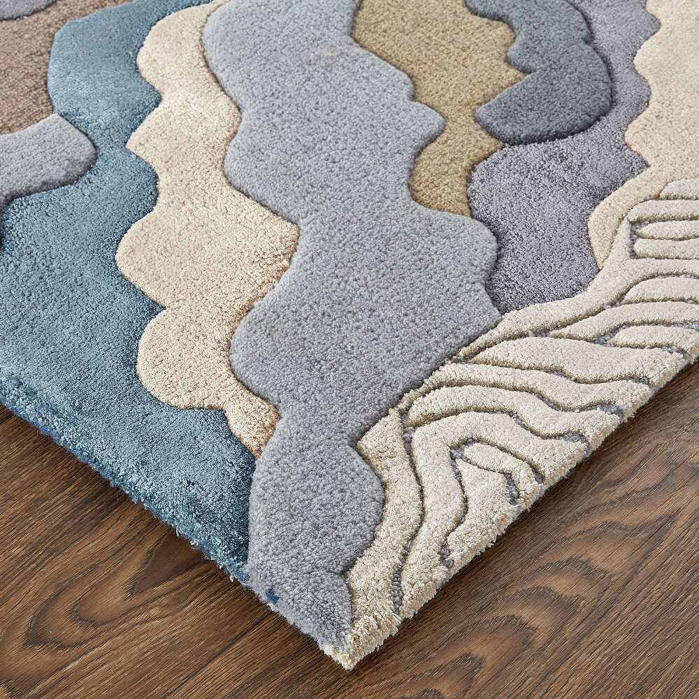 RG-25 Mid-Century Modern Abstract Wool Multi-color Handtufted Handmade Rug - Image 3