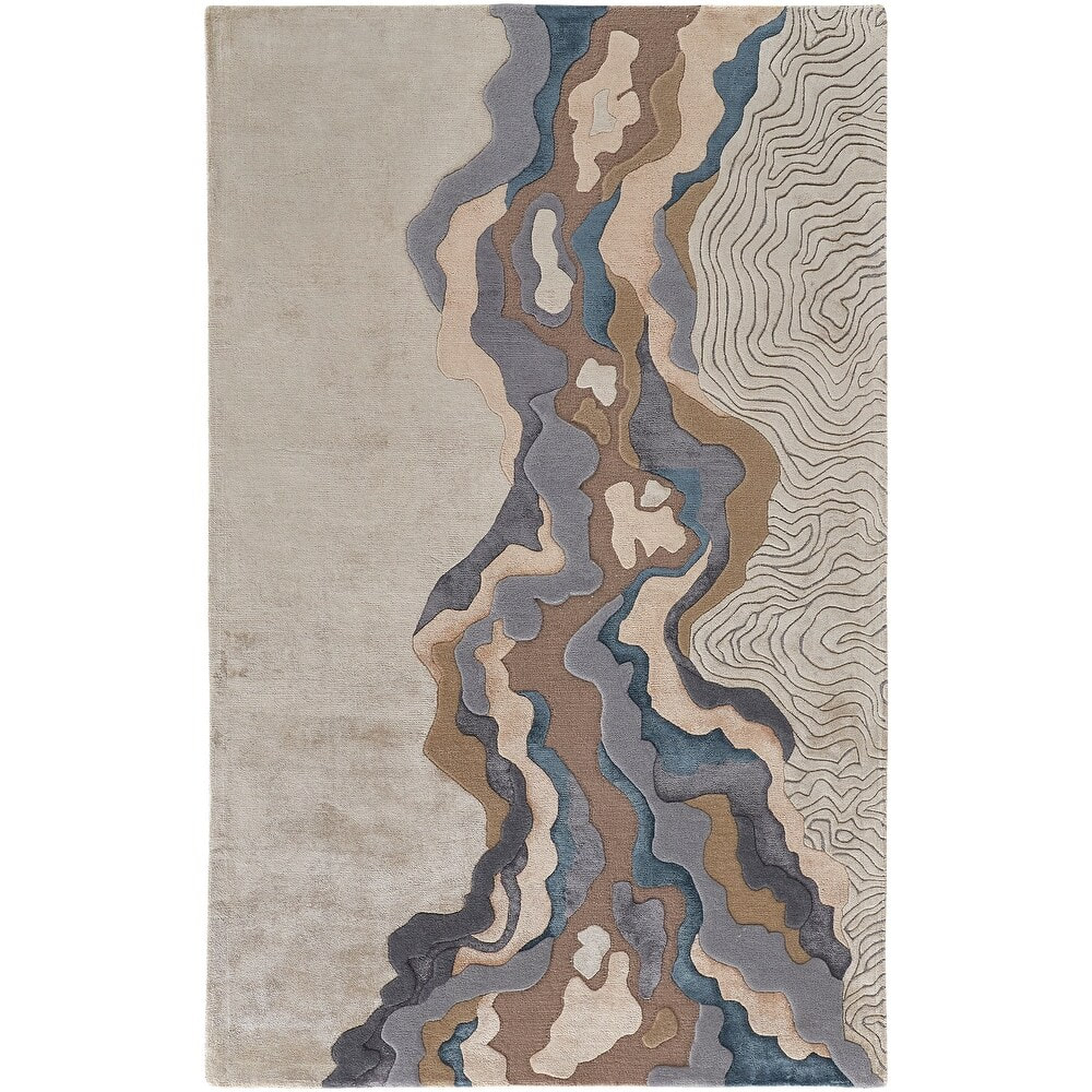 RG-25 Mid-Century Modern Abstract Wool Multi-color Handtufted Handmade Rug - Image 4