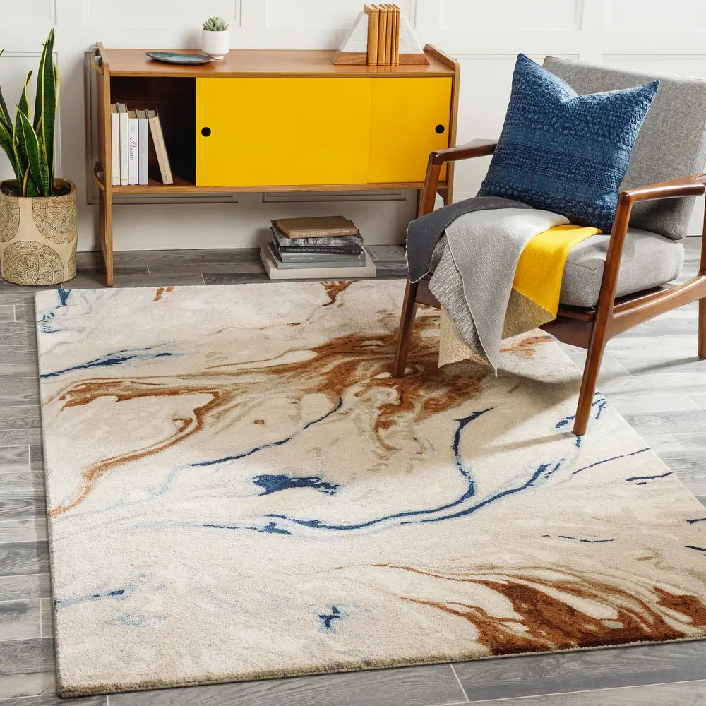 RG-27 Modern Contemporary Abstract Wool & Viscose Multi-color Handtufted Handmade Rug