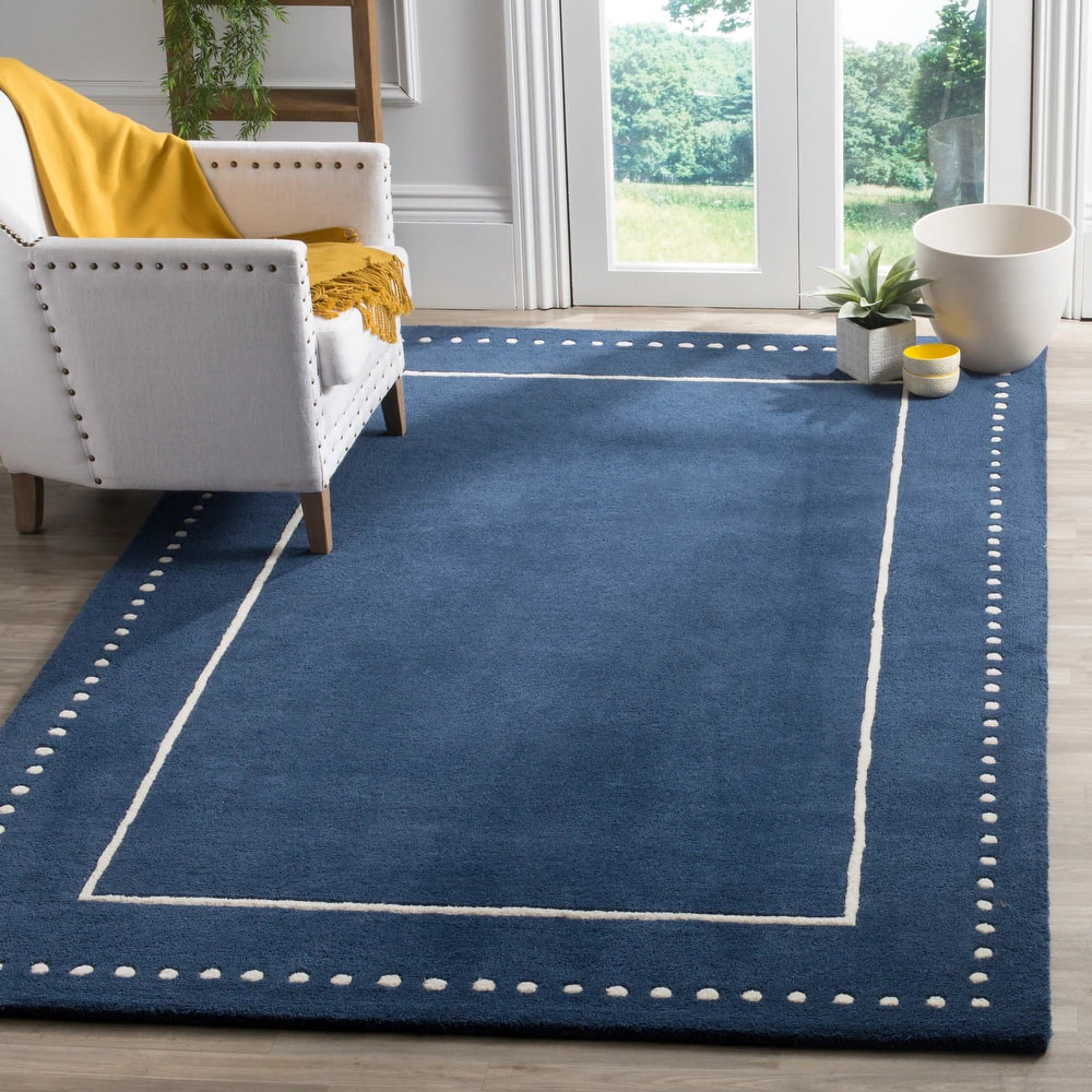 RG-28 Modern Contemporary Dotted Wool Blue Handtufted Handmade Rug