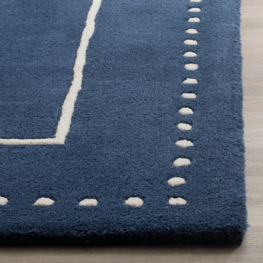 RG-28 Modern Contemporary Dotted Wool Blue Handtufted Handmade Rug - Image 2