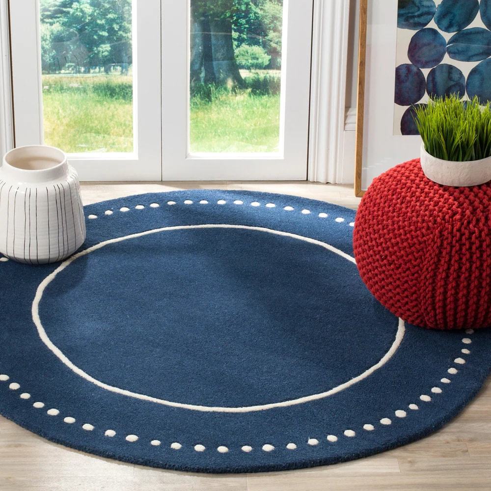 RG-28 Modern Contemporary Dotted Wool Blue Handtufted Handmade Rug - Image 3