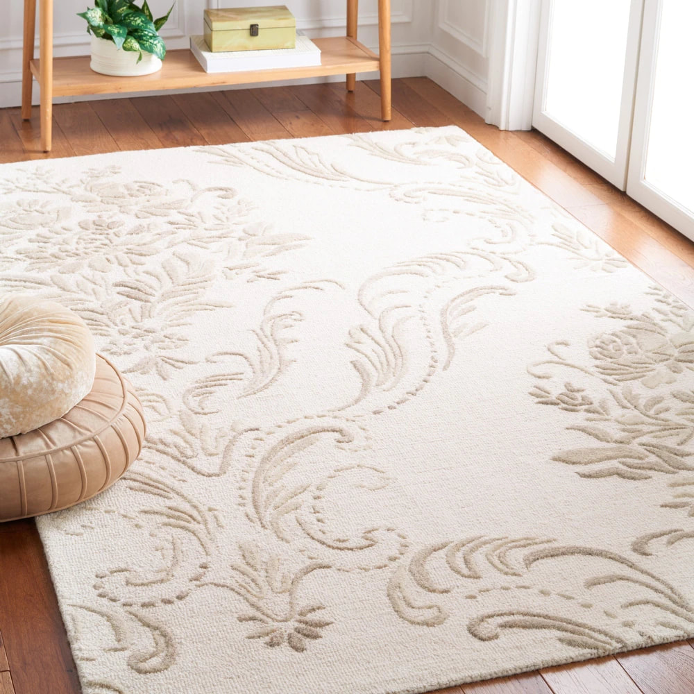 RG-29 French Country Floral Wool & Viscose Gray Handtufted Handmade Rug