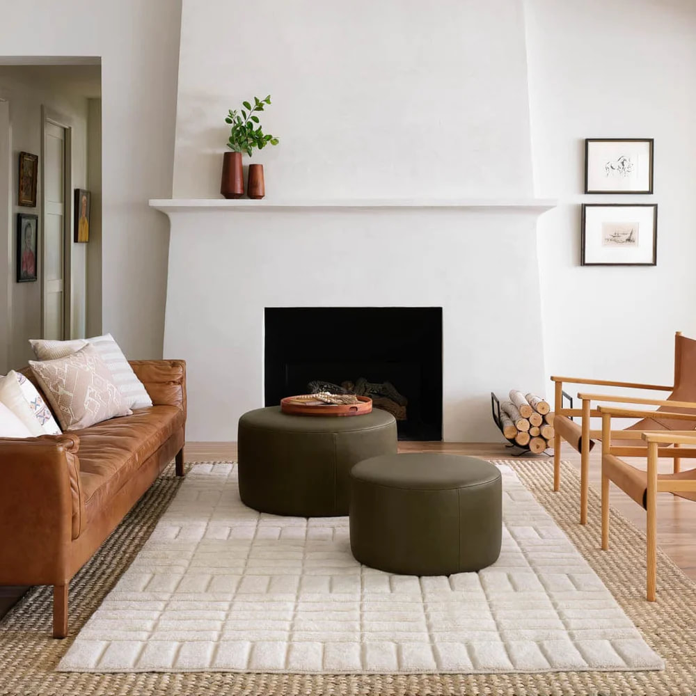 RG-3 Modern Geometric Wool & Viscose Cream Handknotted Handmade Rug