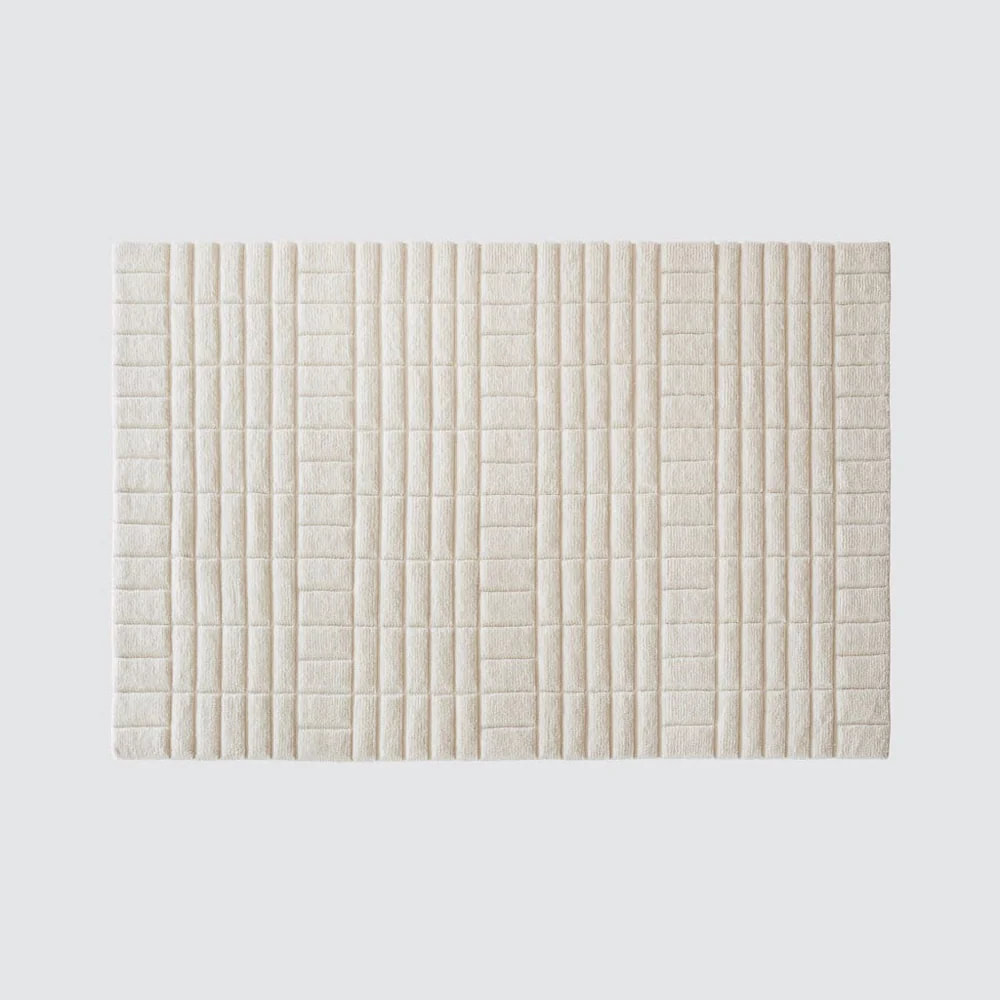 RG-3 Modern Geometric Wool & Viscose Cream Handknotted Handmade Rug - Image 5