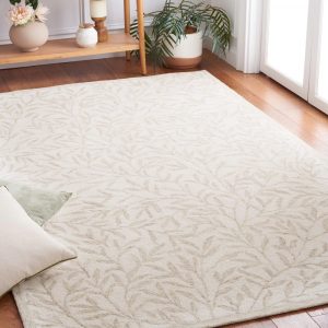 RG-32 French Country Floral Wool & Viscose Ivory Handtufted Handmade Rug