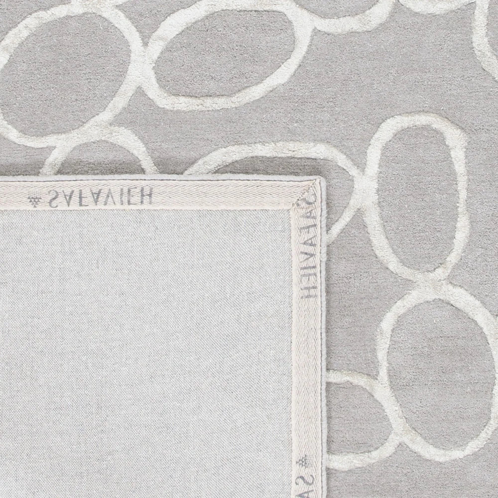 RG-33 Modern Contemporary Geometric Wool & Viscose Gray Handtufted Handmade Rug - Image 2