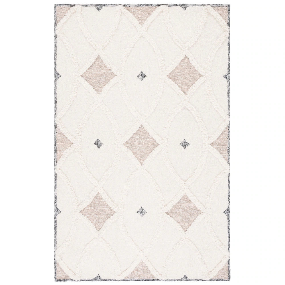 RG-34 Moroccan Tribal Wool Ivory/Brown Handknotted Handmade Rug - Image 5