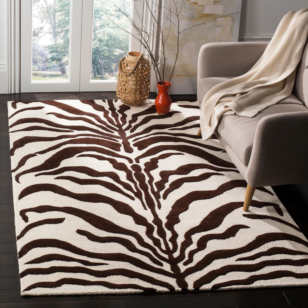 RG-35 Modern Contemporary Geometric Wool & Viscose Ivory Handknotted Handmade Rug
