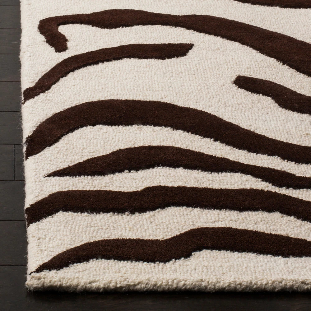 RG-35 Modern Contemporary Geometric Wool & Viscose Ivory Handknotted Handmade Rug - Image 2