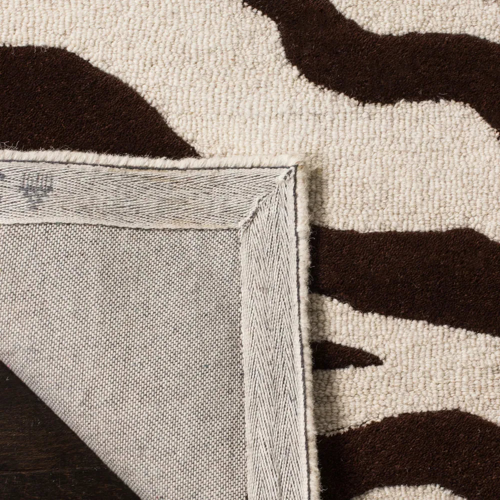 RG-35 Modern Contemporary Geometric Wool & Viscose Ivory Handknotted Handmade Rug - Image 3
