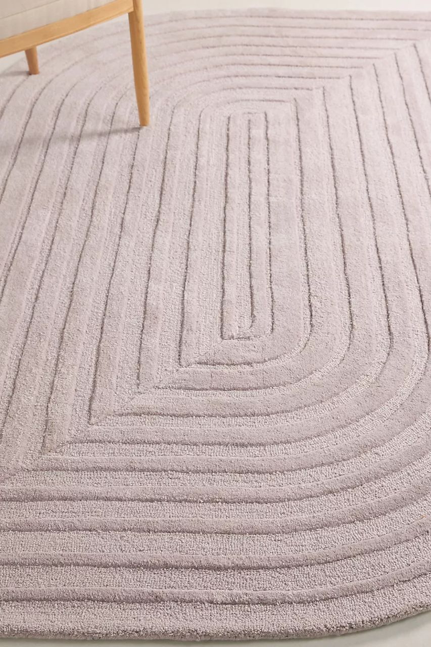 RG-36 Modern Abstract Wool & Viscose Beige Handtufted Handmade Rug - Image 3