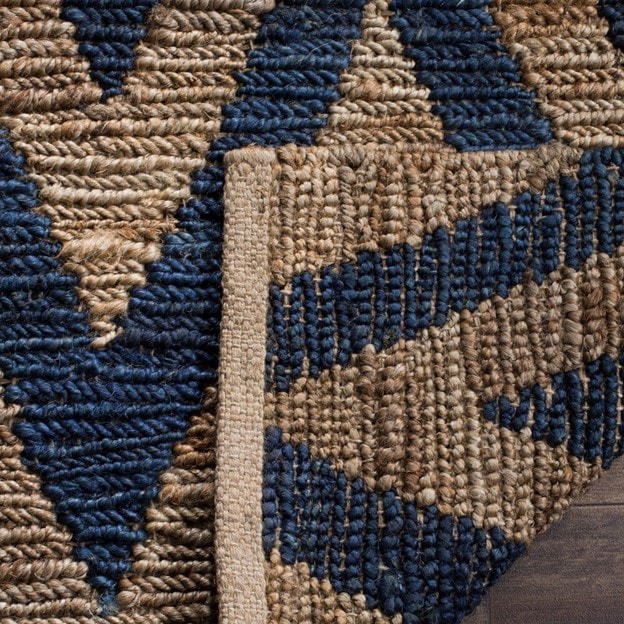 RG-37 Casual Geometric Jute Dark Blue/Natural Handknotted Handmade Rug - Image 2
