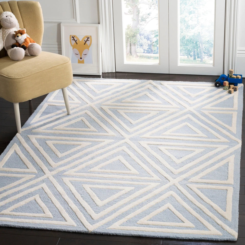RG-38 Kids & Tween Geometric Wool Blue Handtufted Handmade Rug