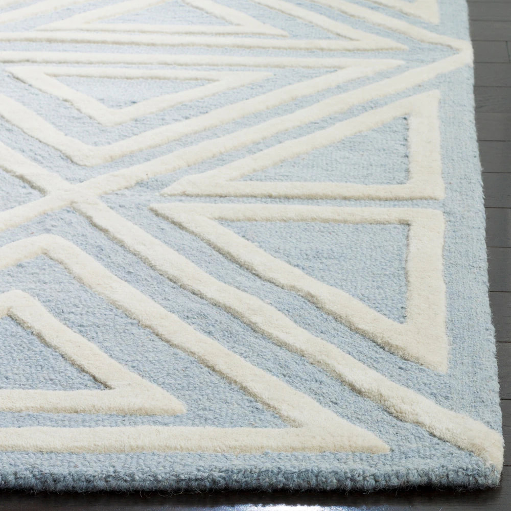 RG-38 Kids & Tween Geometric Wool Blue Handtufted Handmade Rug - Image 2